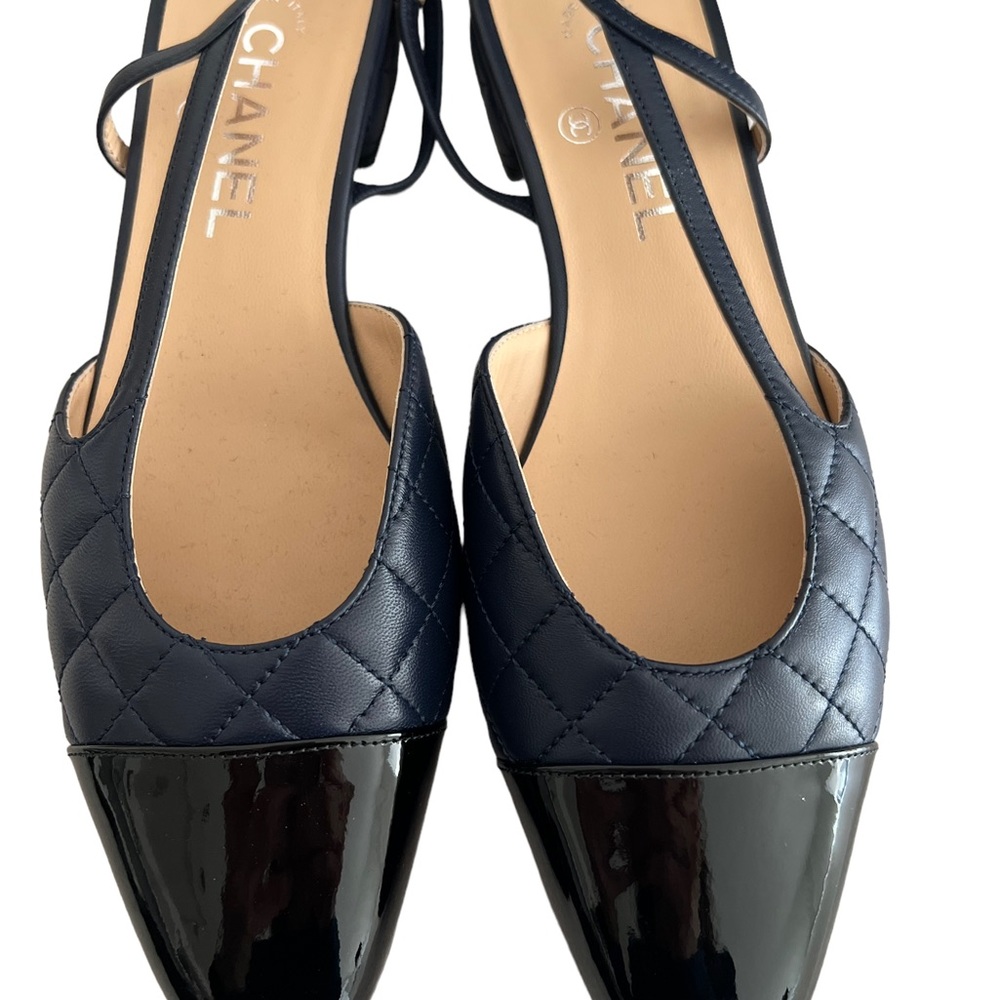 COPY - Chanel Black & Blue Slingback Flats (size 39) NWT - Picture 3 of 4